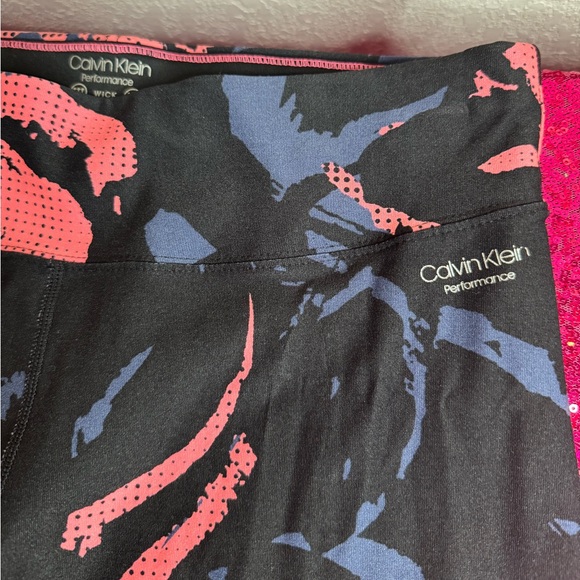 2/for $20 🪩 CALVIN KLEIN Women’s Pink/Navy Floral Leggings 💕 (Size Small) - Picture 9 of 12